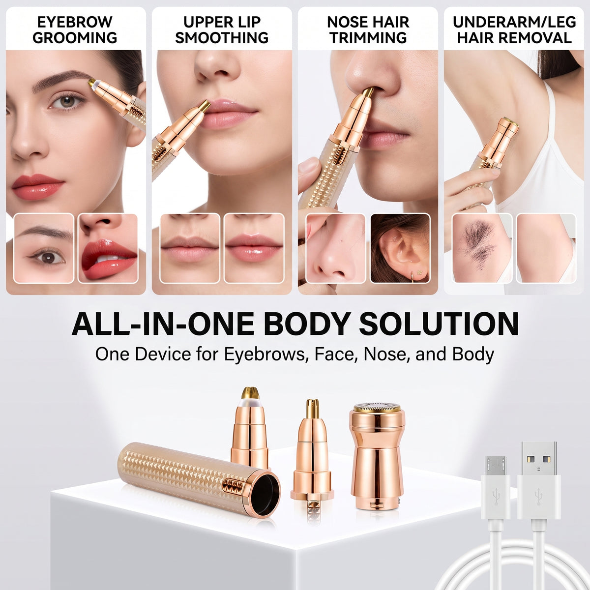 3-in-1 Precision Eyebrow Trimmer – Portable Multi-Head Beauty Tool