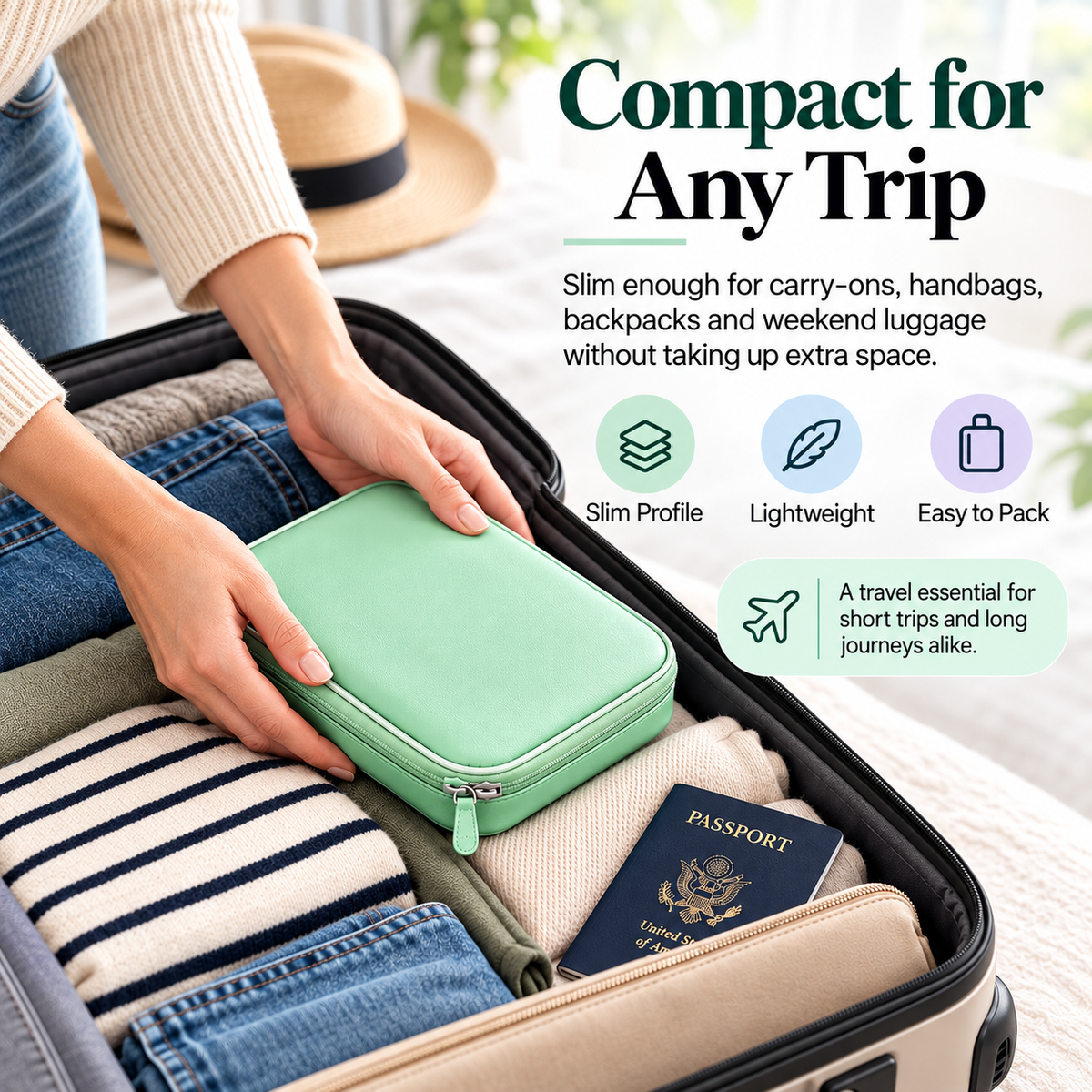 Travel Pill Organizer Case with 14 Reusable Color-Coded Pouches