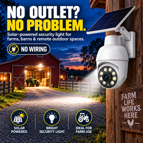 Solar Motion Sensor Security Light – Wire-Free Outdoor LED Light for Farms, Gates & Driveways