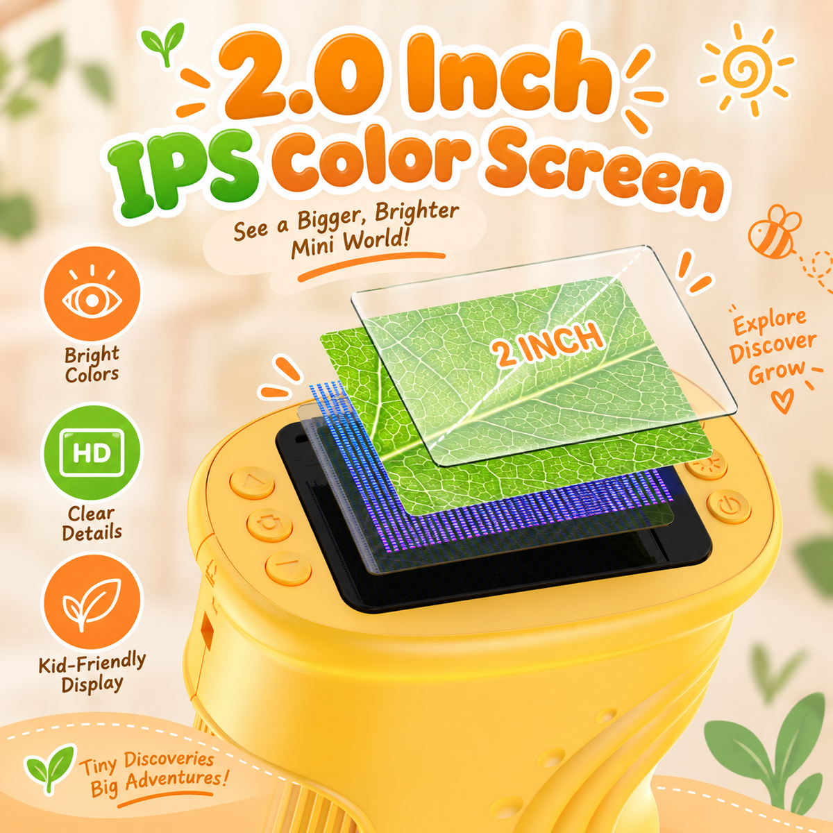 Kids Digital Microscope – 1000X Magnification with 2.0" IPS Screen & 1080P HD