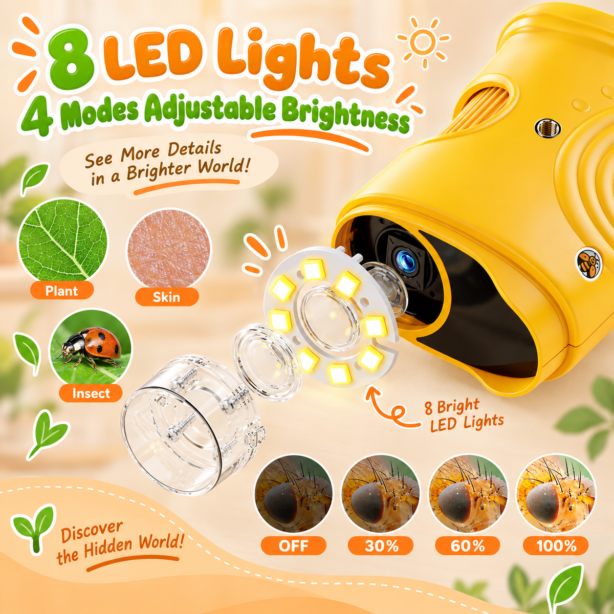 Kids Digital Microscope – 1000X Magnification with 2.0" IPS Screen & 1080P HD