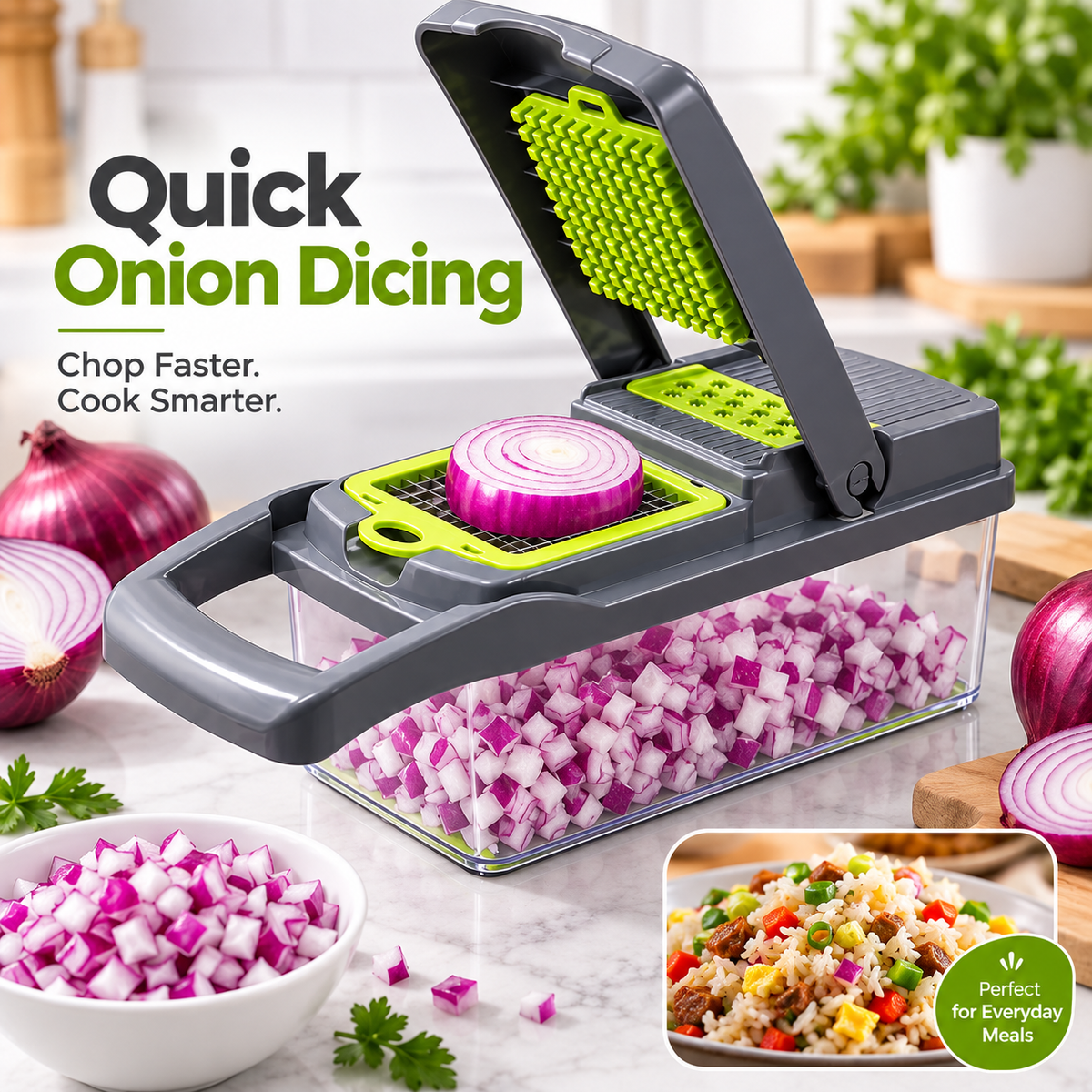 🥕 16-in-1 Multi-Function Vegetable Chopper – Slicer, Dicer, Grater & Drain Basket Set