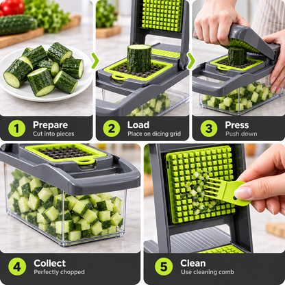 🥕 16-in-1 Multi-Function Vegetable Chopper – Slicer, Dicer, Grater & Drain Basket Set