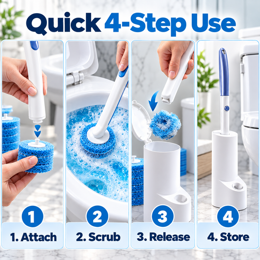 Disposable Toilet Brush Set with 36 Brush Heads – 3 Fresh Cleaning Scents, No-Touch Disposal & Storage Holder