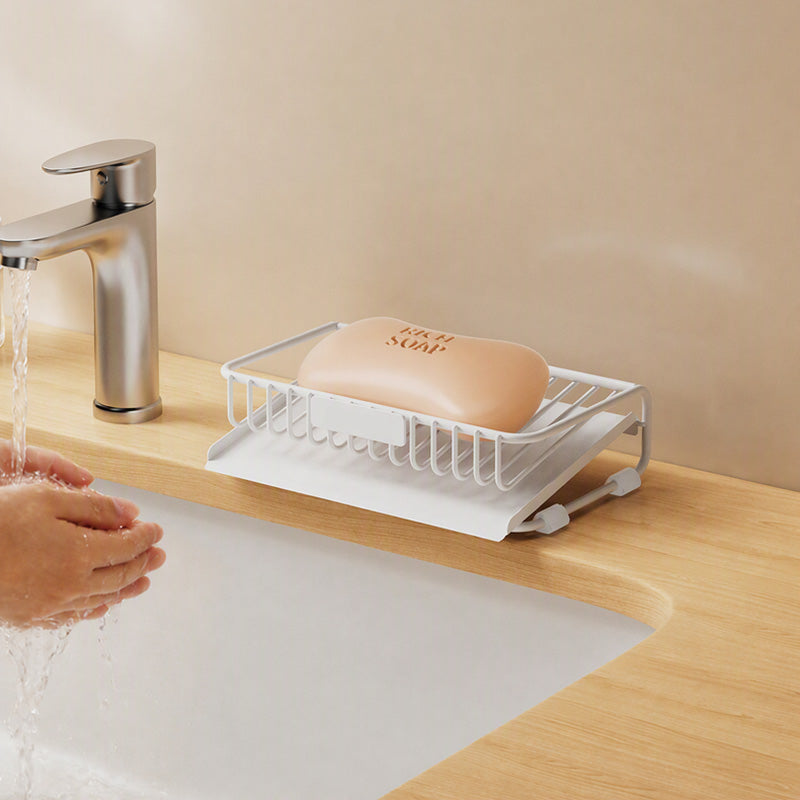 🧼💧 Self-Draining Soap Dish – Slanted Carbon Steel Soap Holder with Removable Drip Tray