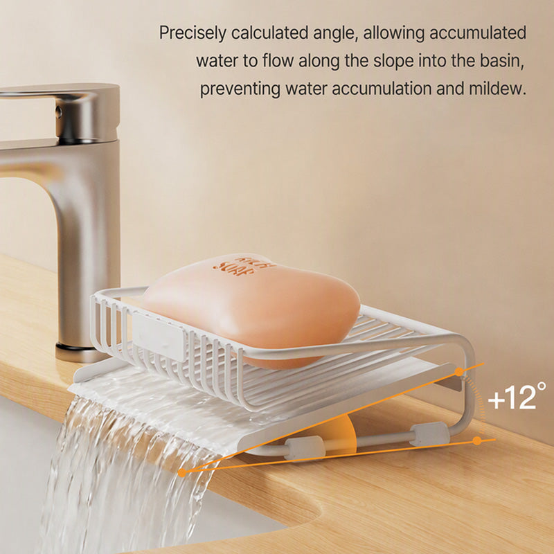 🧼💧 Self-Draining Soap Dish – Slanted Carbon Steel Soap Holder with Removable Drip Tray